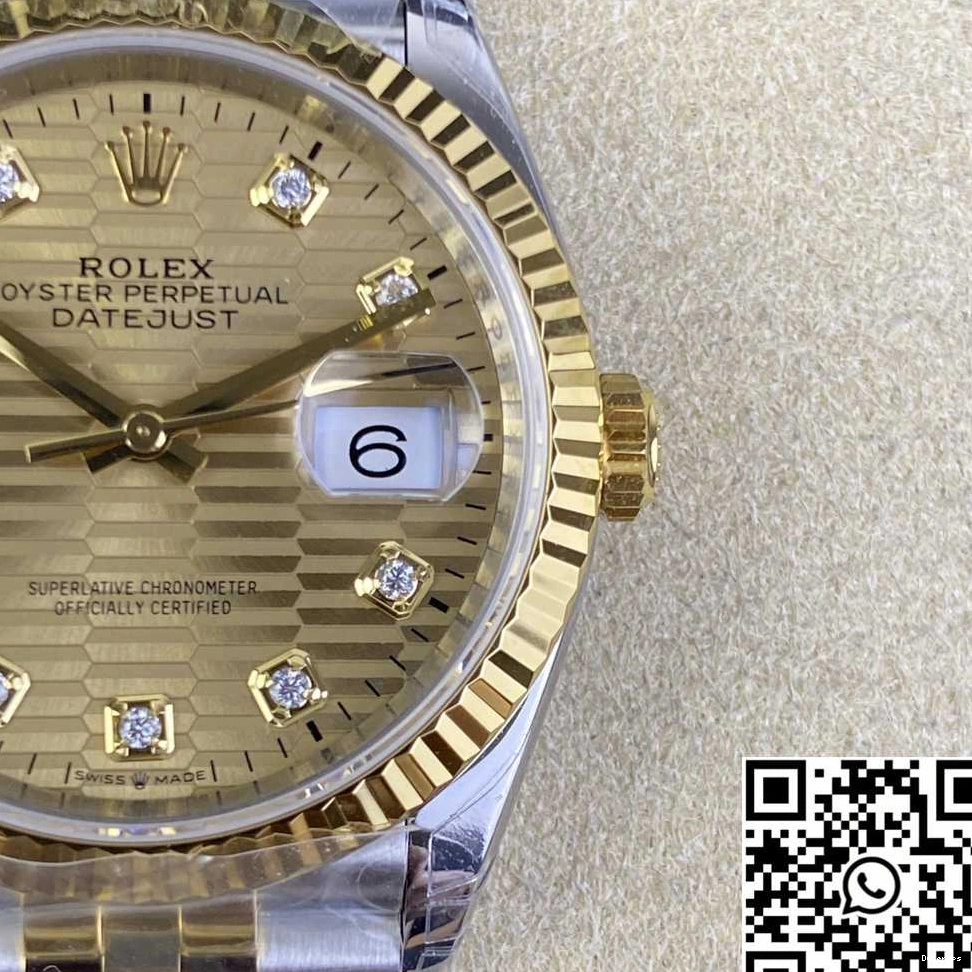 VS Rolex Factory Datejust Diamond Dial Motif Two Hourmarker Tone M126233 36MM Silver 0331